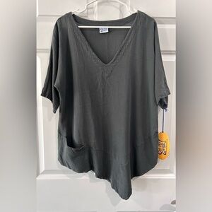 NWT Oh My Gauze Bayou V-neck Blouse Tunic Top Size 1 100% Cotton Lagenlook Boho